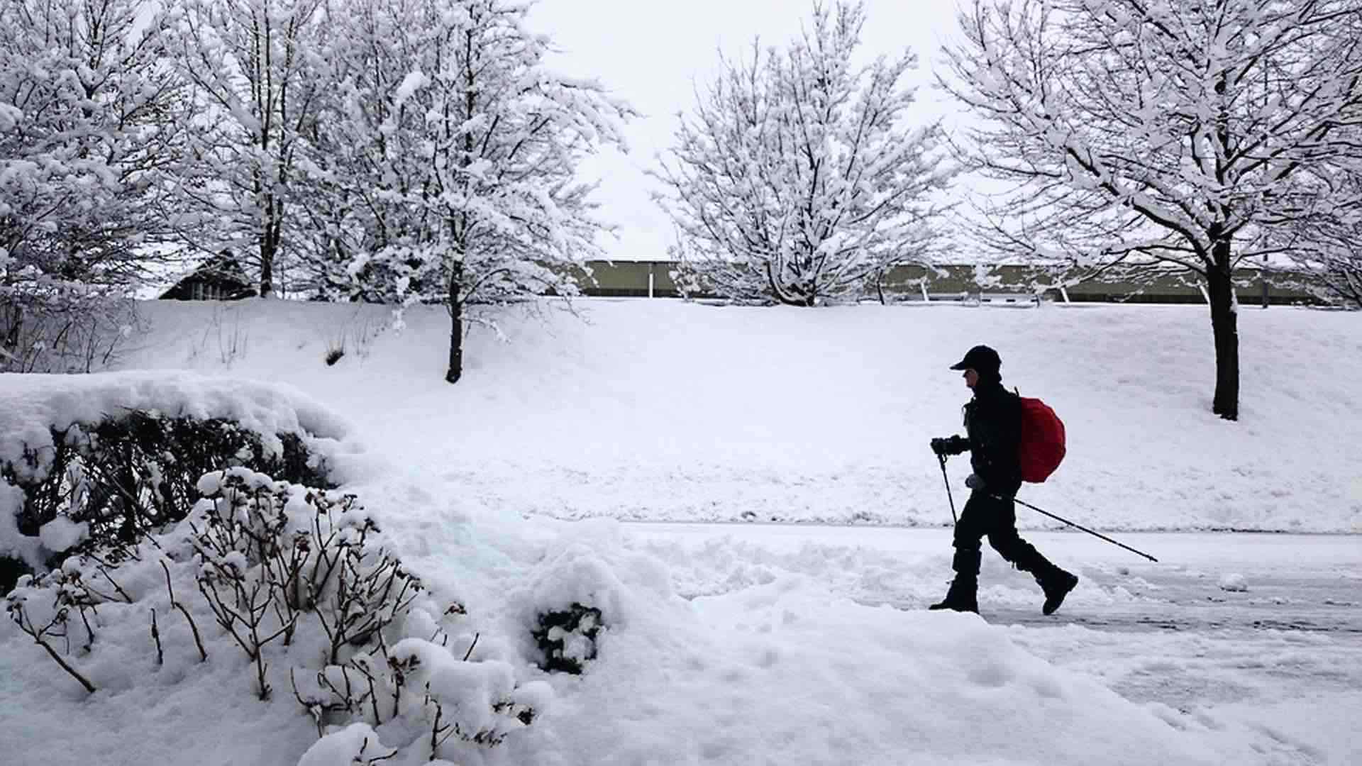 Nordic Walking in de sneeuw
